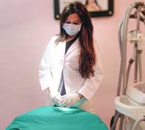 Dr. Poonam Arya about to start a medical procedure